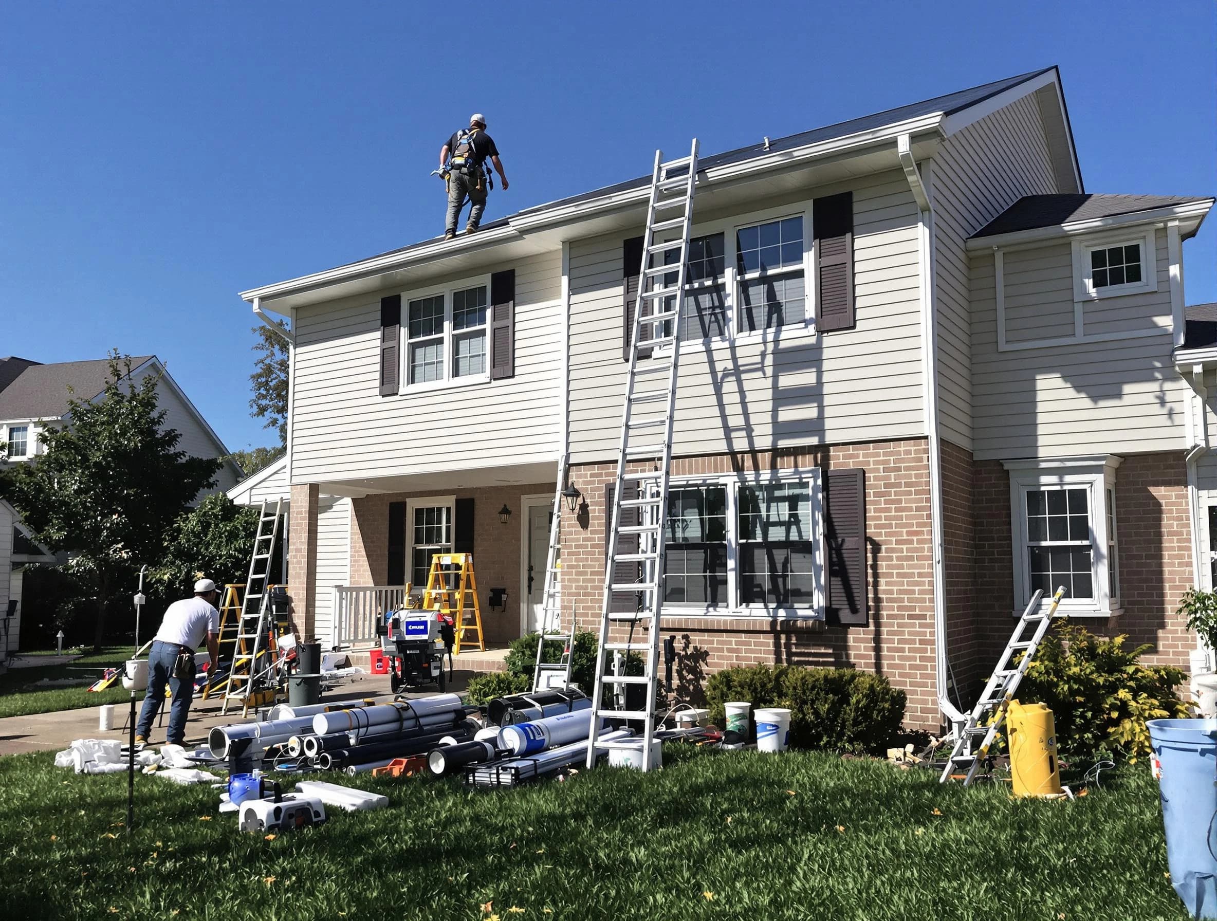 Beachwood Roofing Company completing a gutter replacement in Beachwood, OH