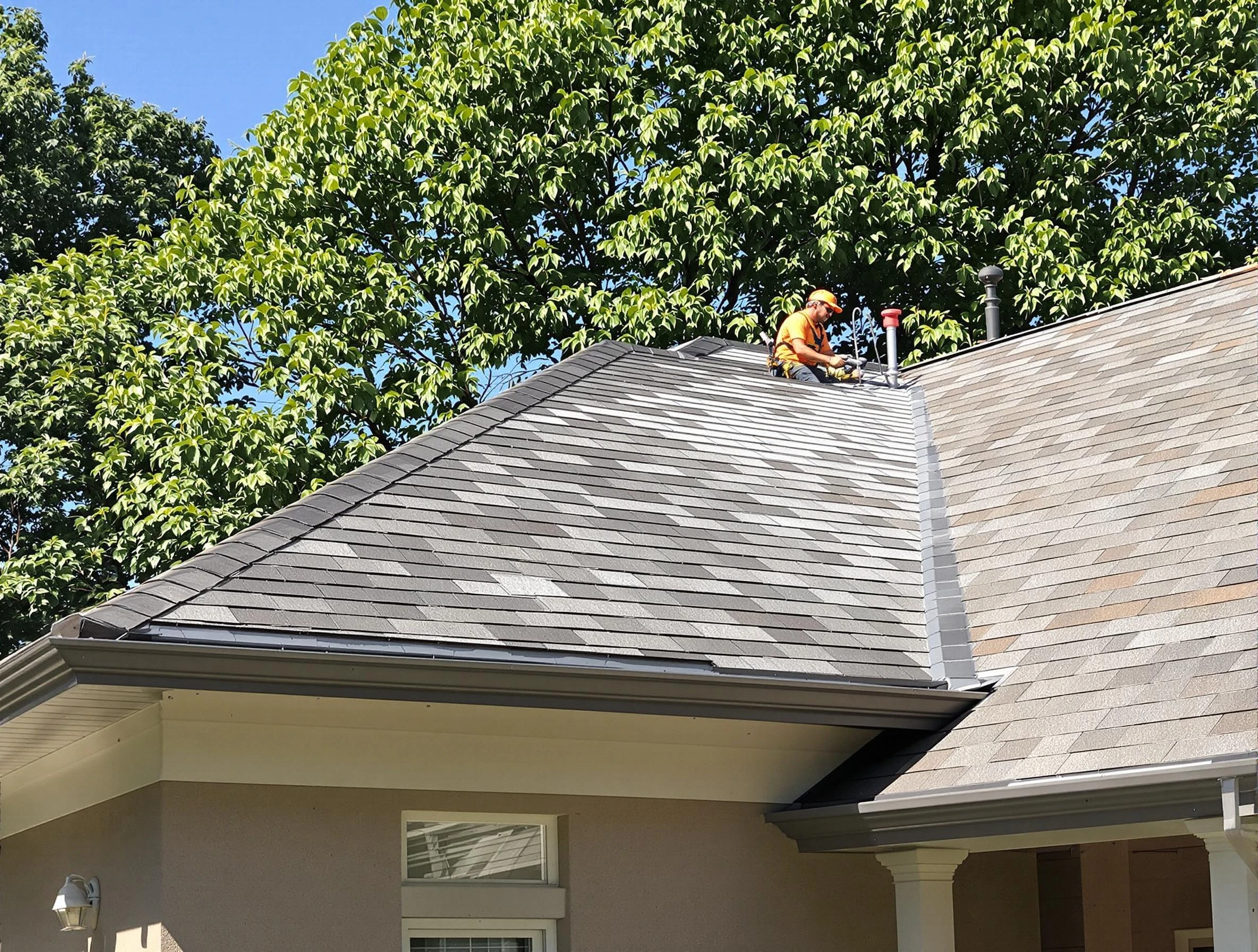 Newly completed shingle roofing by Beachwood Roofing Company in Beachwood, OH